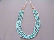 Necklace Native American Santo Domingo 5- Strand Turq & Pen 